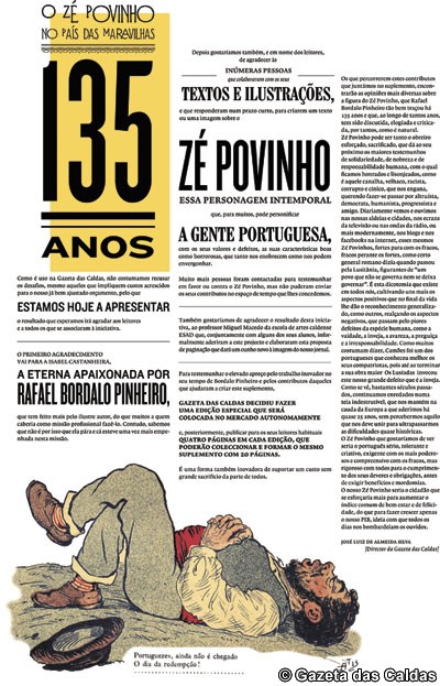 Iniciativa da Gazeta das Caldas comemora os 135 anos do Zé Povinho