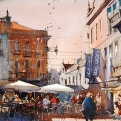 Artista moldavo vence concurso com aguarela do centro das Caldas