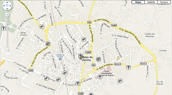 Geocaching nas Caldas da Rainha Mapa