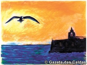 Uma das obras em exposição mostra a fortaleza de Peniche notícias das Caldas