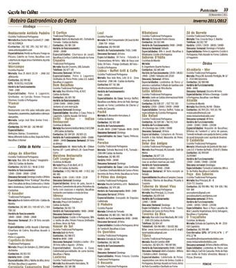 Roteiro Gastronómico do Oeste – Inverno 2011/2012