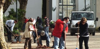 Grupo de cidadãos varreu as folhas do Parque D. Carlos I