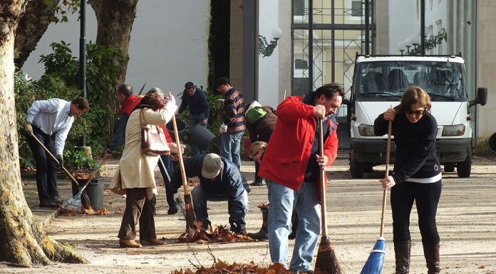 Grupo de cidadãos varreu as folhas do Parque D. Carlos I