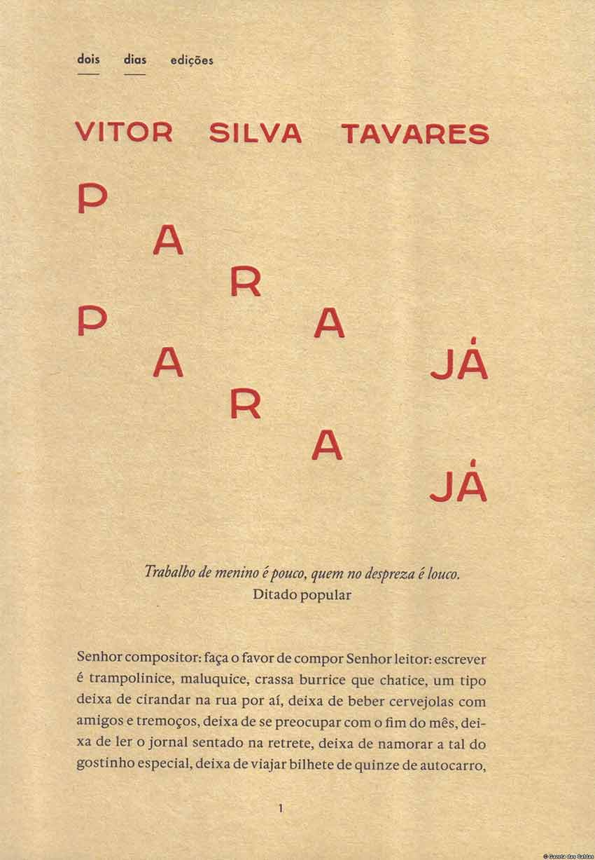 «Para já para já» de Vítor Silva Tavares