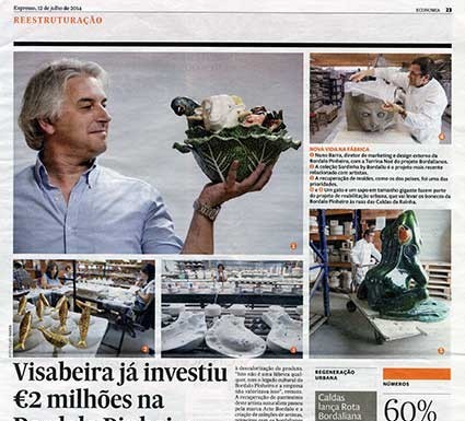 Uma página do Expresso dedicada à fábrica Bordallo Pinheiro