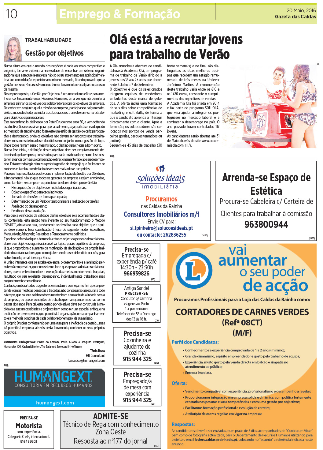 Emprego e Classificados  20-05-2016