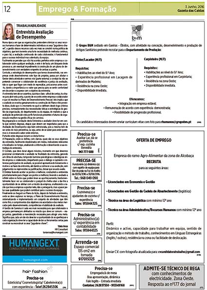 Emprego notícias das Caldas