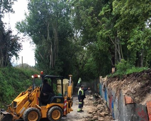 Muro da Mata intervencionado por risco de derrocada Gazeta das Cadas - Mata