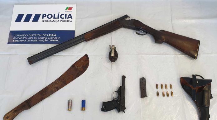 Armas apreendidas a suspeito de violência doméstica