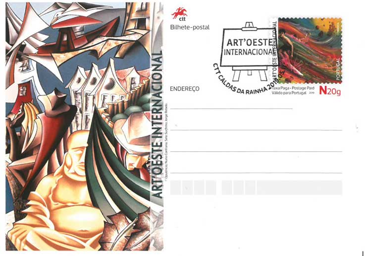 Oeste pintado em selo e bilhete postal