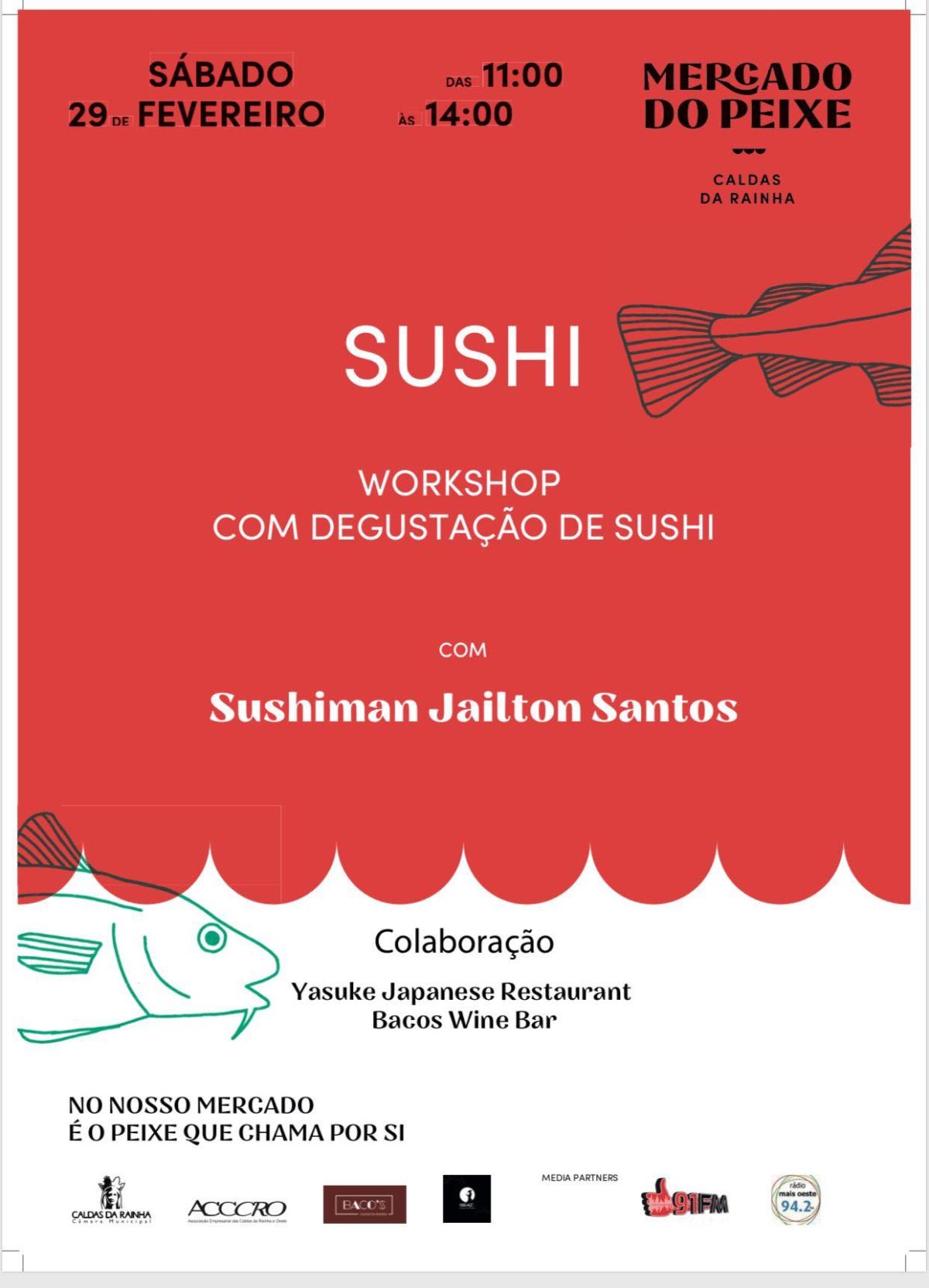 Workshop com degustação de sushi no Mercado do Peixe