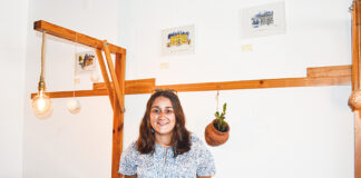 Estudante da ESAD retrata edifícios caldenses desenhando nos próprios locais