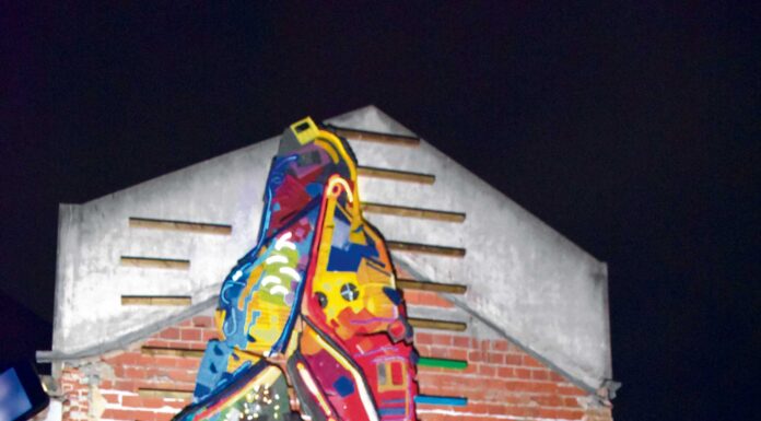 Bordalo II fecha FALU com mural urbano com leds alimentado por energia solar