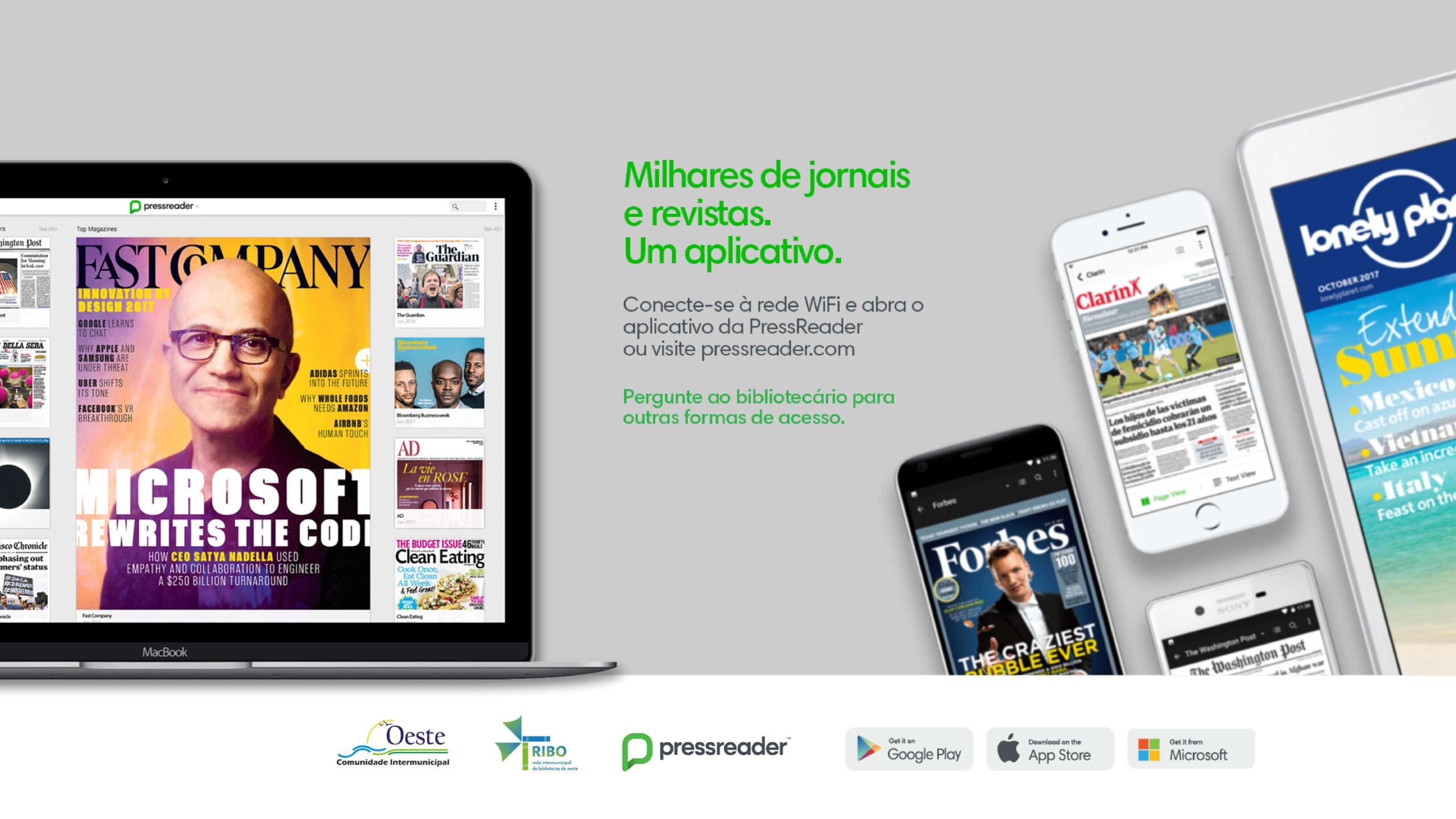 Leitores das Bibliotecas do Oeste com acesso ao Pressreader