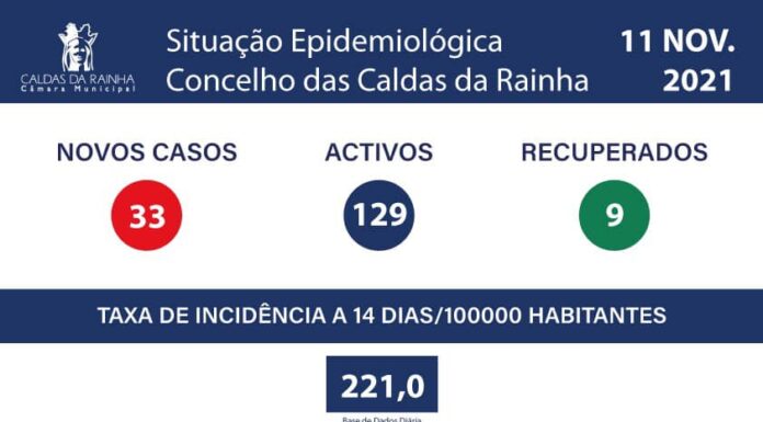 Caldas com 33 novos casos confirmados
