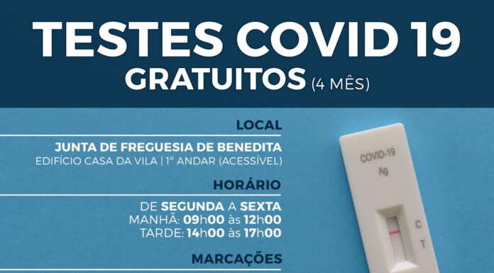 Benedita com testes gratuitos à covid-19