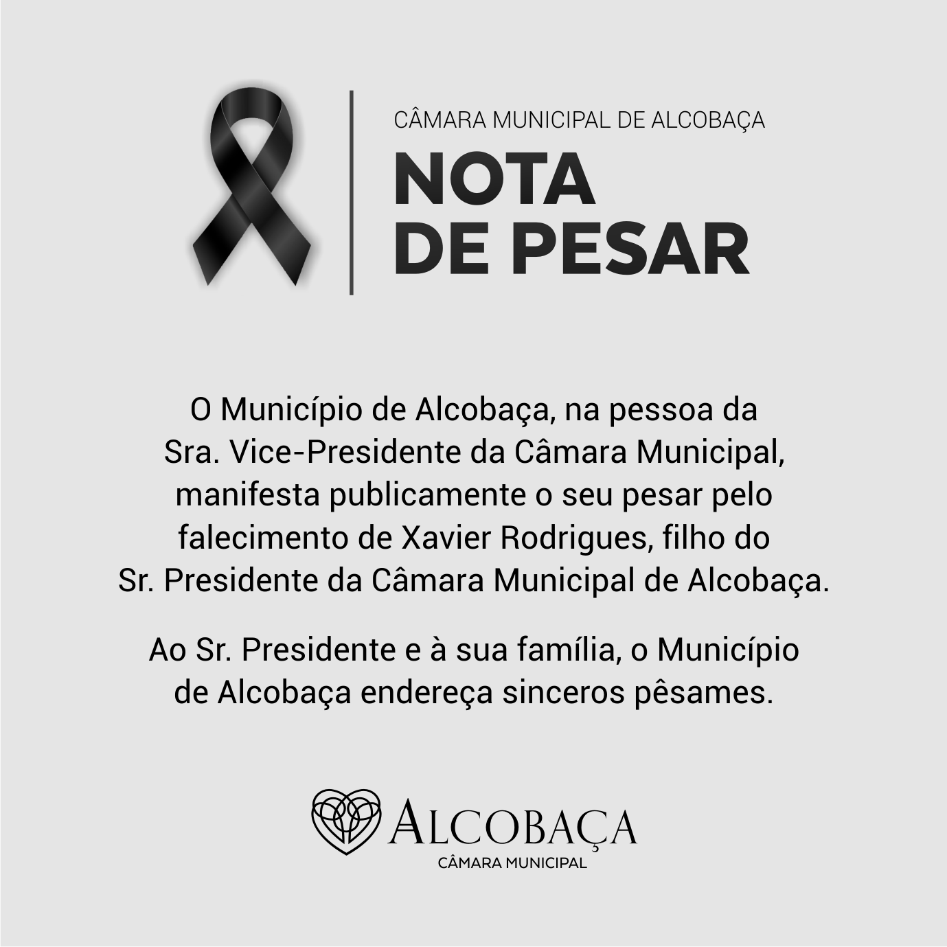 Presidente da Câmara de Alcobaça de luto