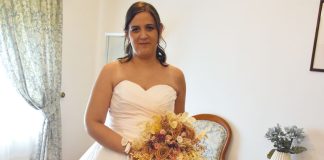 Um vestido de noiva com Bordados das Caldas