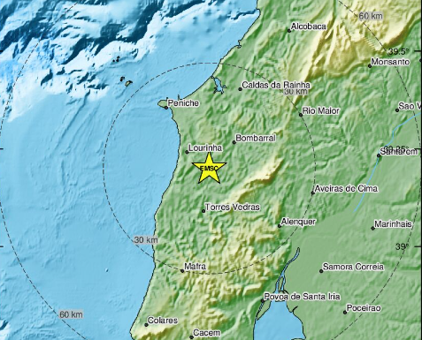 Sismo registado com epicentro no Bombarral