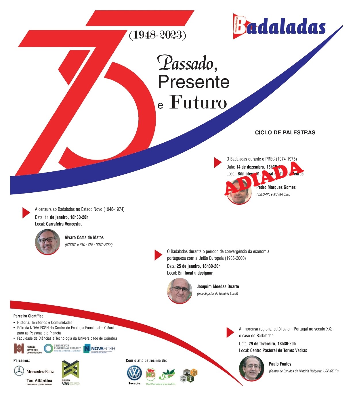 Palestra sobre os 75 anos do Jornal Badaladas adiada