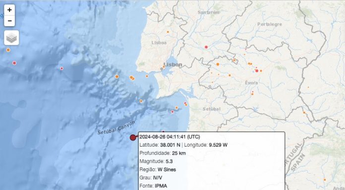 Sismo foi sentido na região mas sem razão para alarme