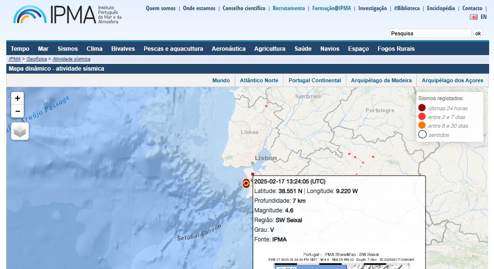 Sismo com epicentro no Seixal também foi sentido no Oeste