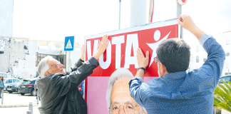 Caldas – Fernando Rosas esteve nas Caldas a colar cartazes