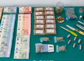 GNR apreendeu 8800 euros e 2770 doses de canábis