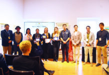 Os premiados na quarta edição do concurso de Pastelaria Literária junto dos organizadores